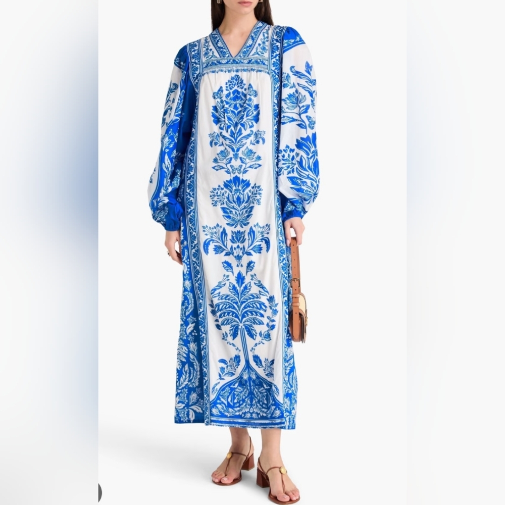Farm Rio Blue and White Floral Tunic Dress Size S